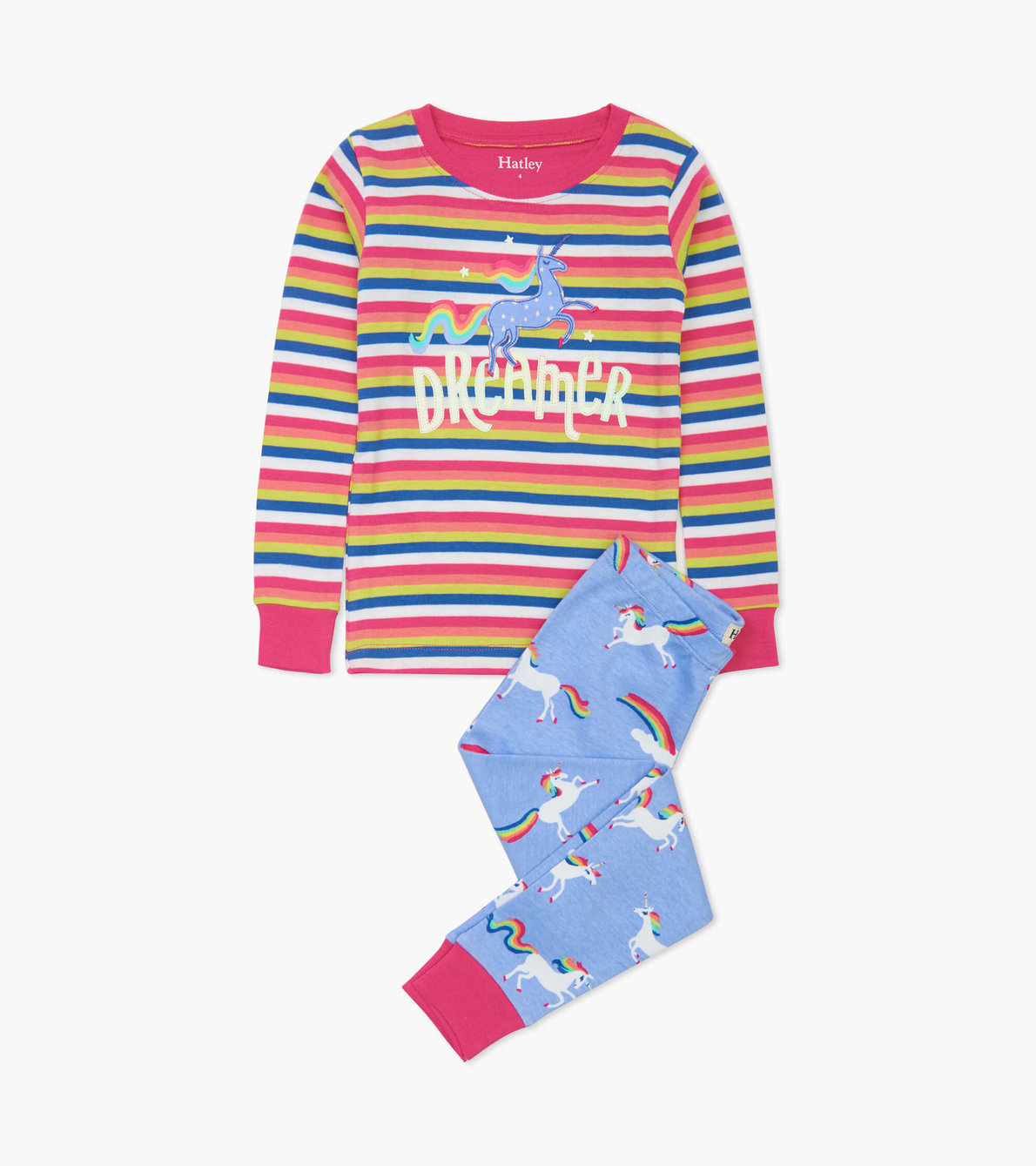 View larger image of Rainbow Unicorns Appliqué Pajama Set