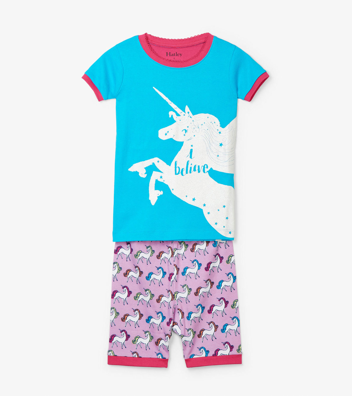 View larger image of Rainbow Unicorns Appliqué Short Pajama Set