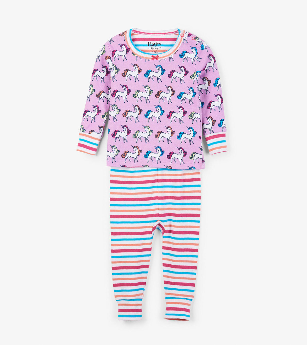 View larger image of Rainbow Unicorns Organic Cotton Baby Pajama Set