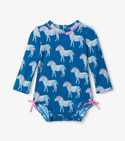 Rainbow Zebra Baby Rashguard Swimsuit