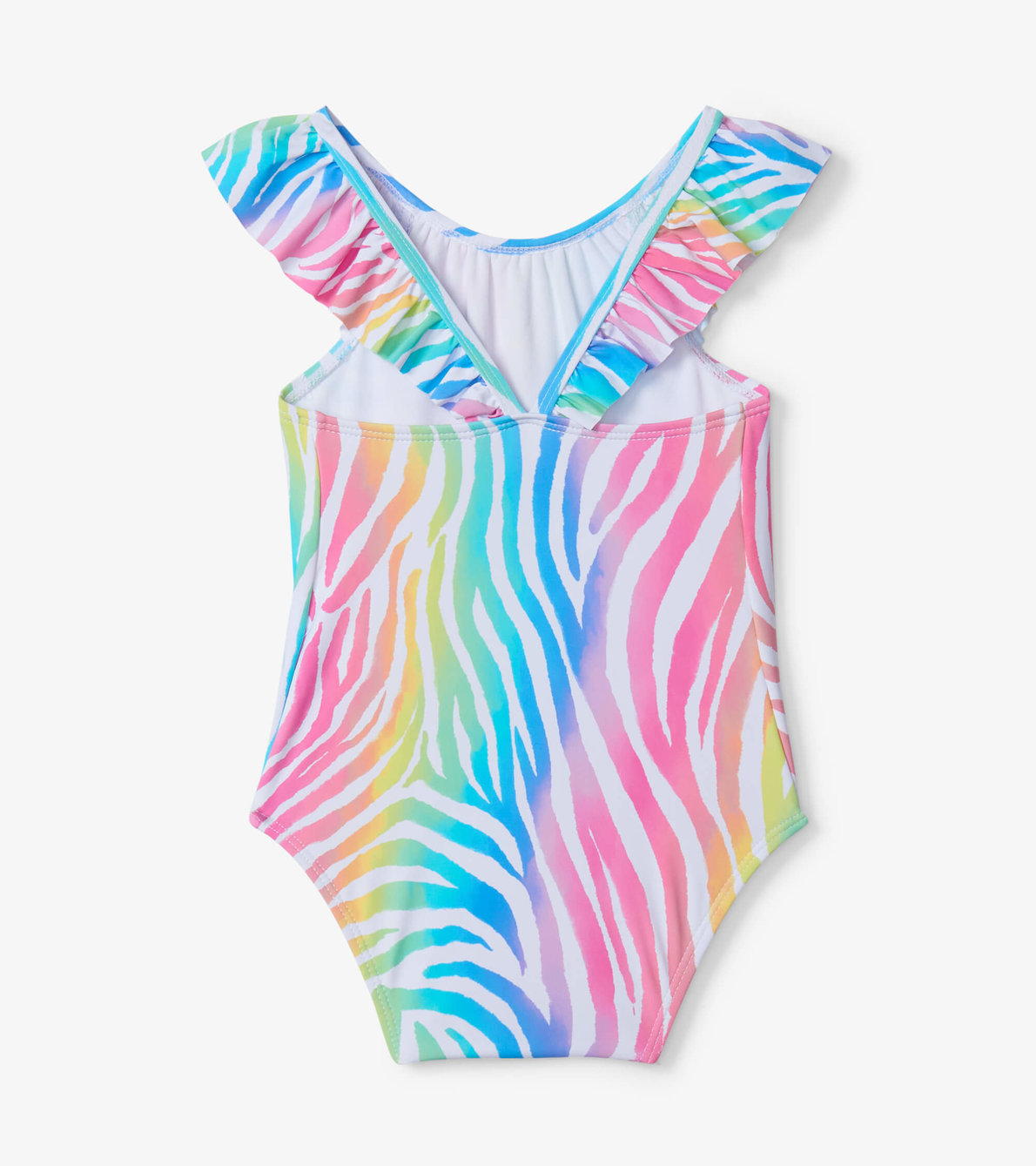View larger image of Rainbow Zebra Baby Ruffle Swimsuit