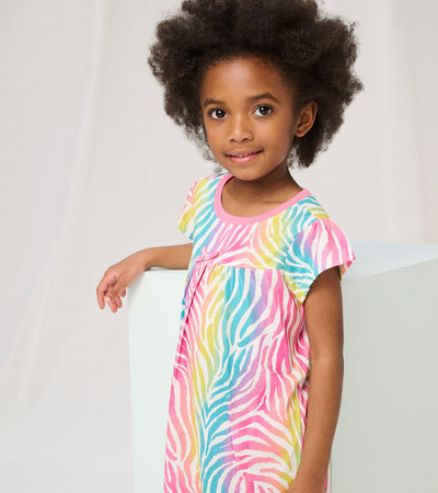 Rainbow Zebra Short Sleeve Nightdress