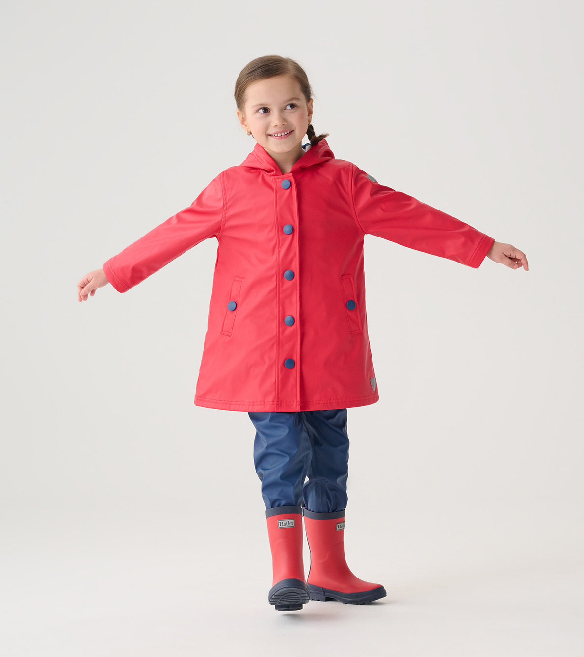 View larger image of Kids Red & Navy Button-Up Raincoat