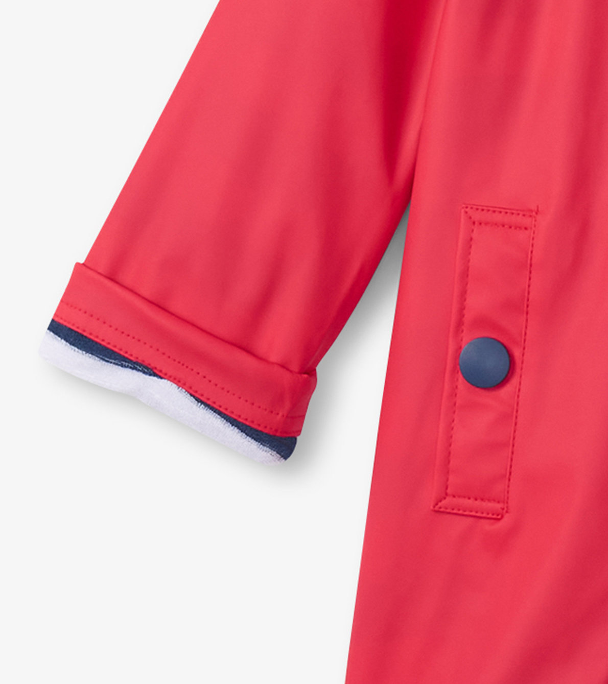 Agrandir l'image de Manteau de pluie pour enfant – Rouge et rayures bleu marine