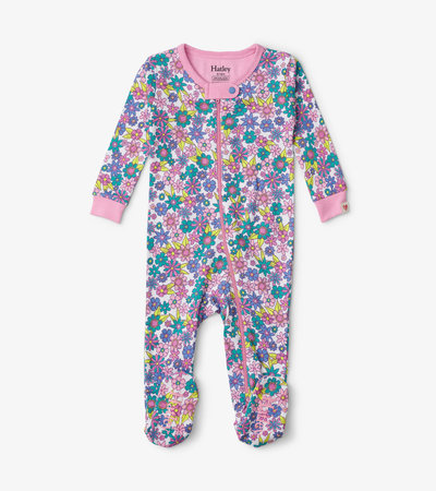 Retro Floral Footed Coverall