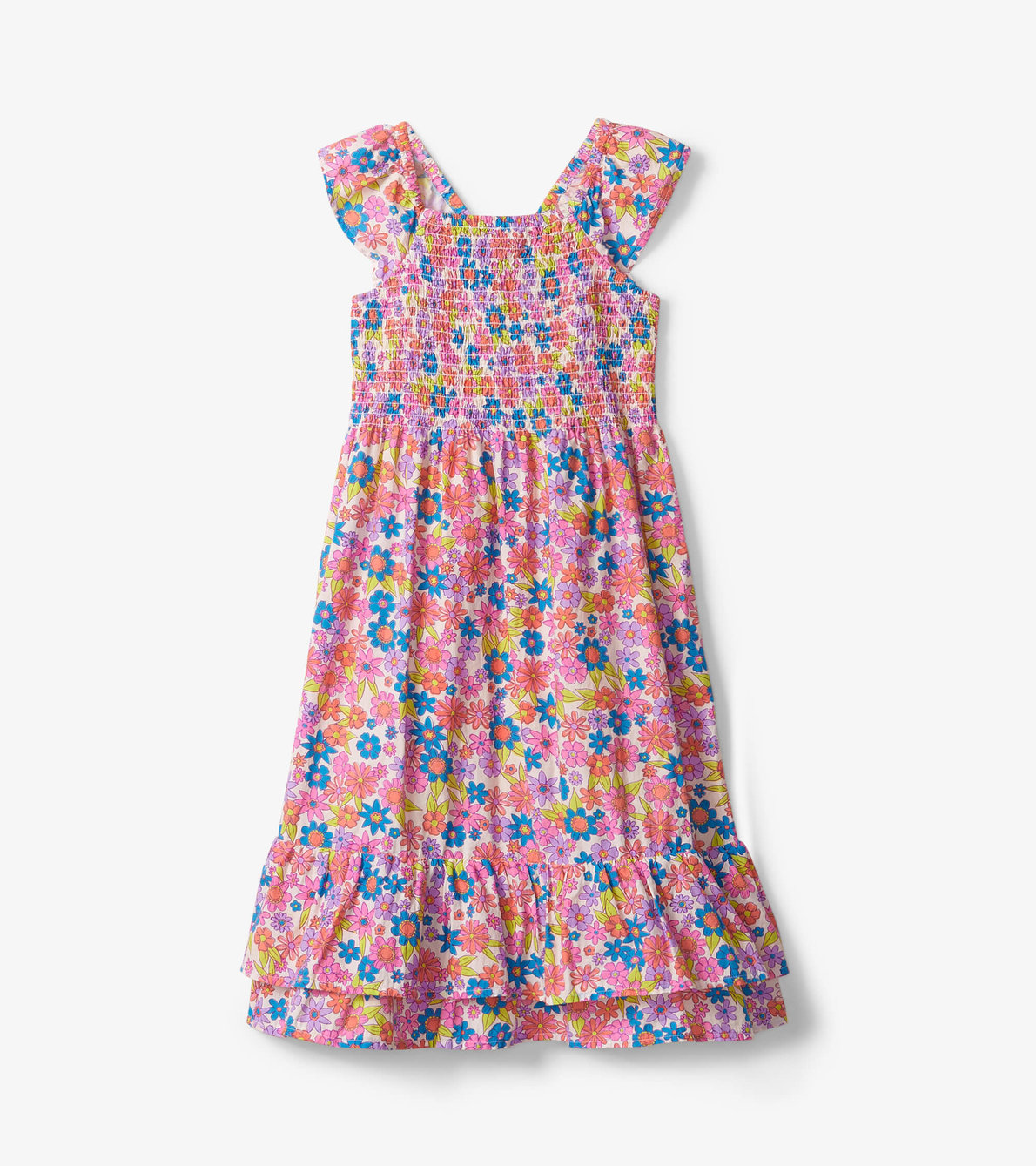 View larger image of Retro Floral Smocked Maxi Dress
