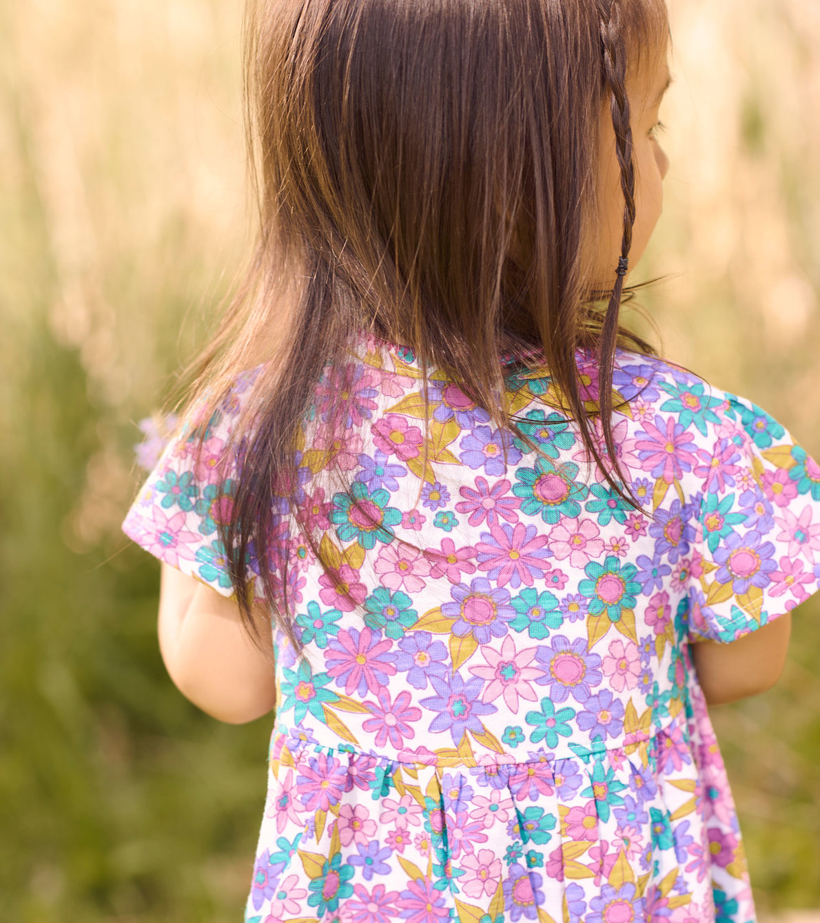 Agrandir l'image de Robe bouffante à poche pour bébé – Motif floral rétro