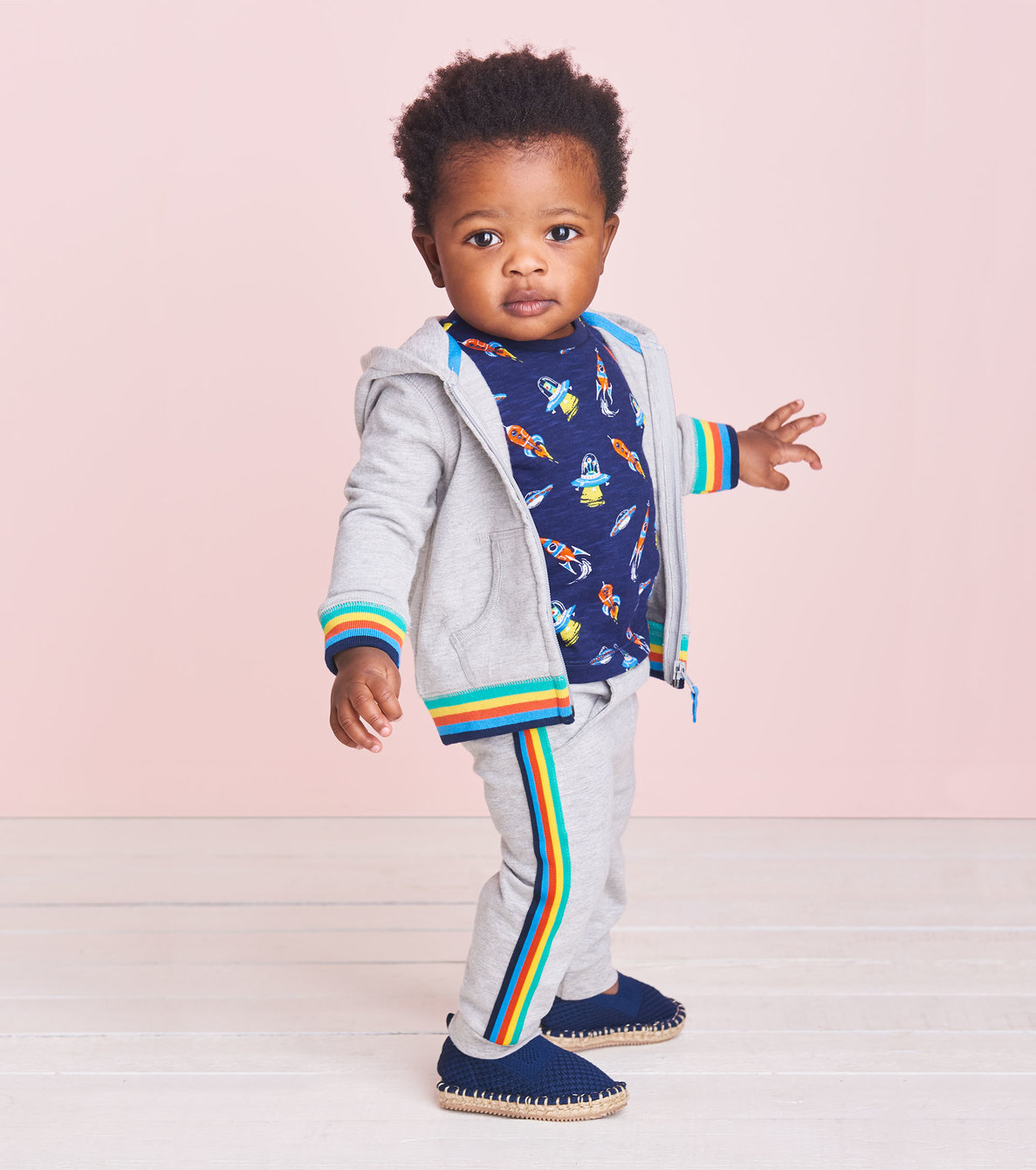View larger image of Retro Stripe Grey Baby Joggers