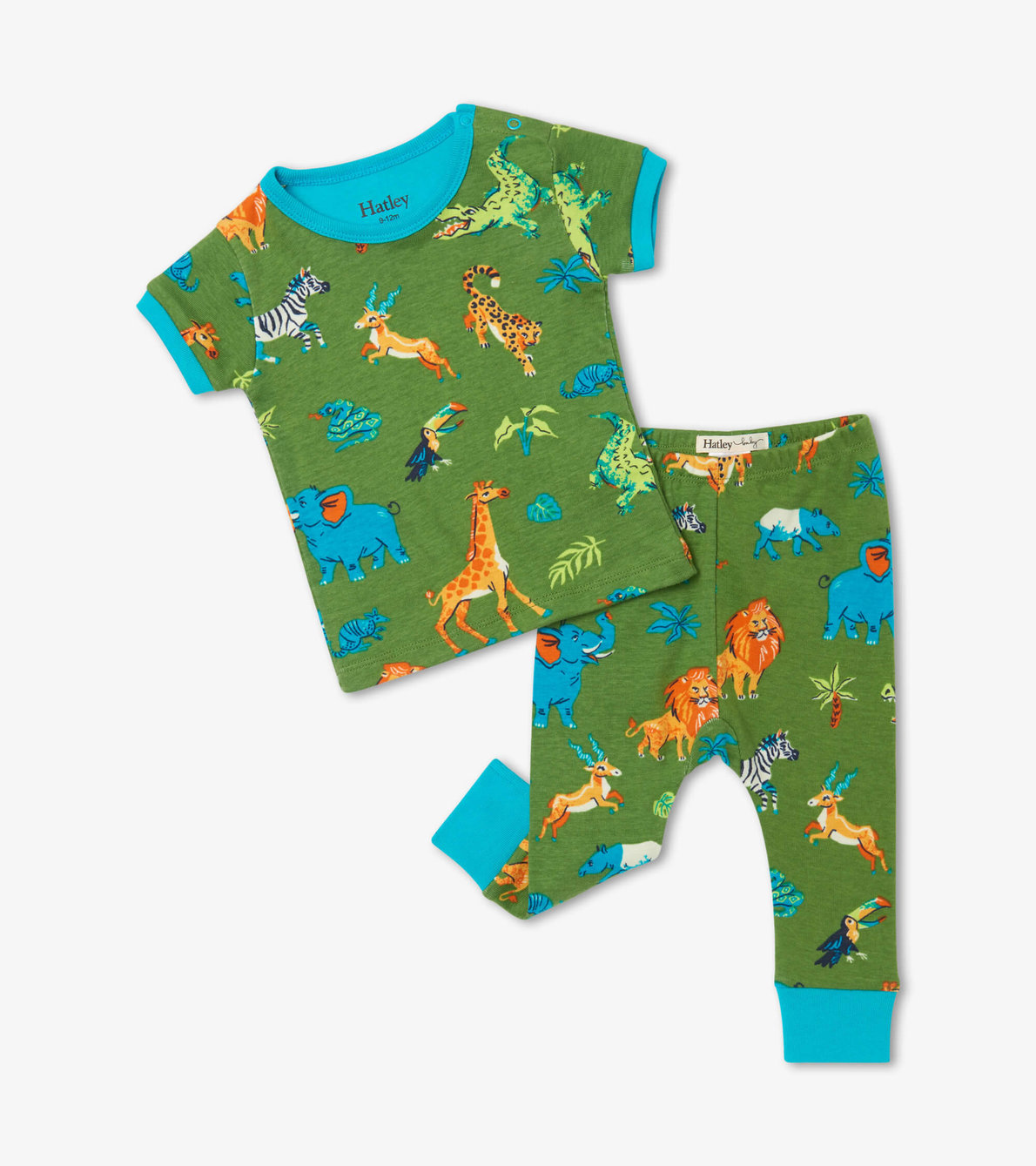 Agrandir l'image de Pyjama à manches courtes en coton biologique pour bébé – Aventures en safari