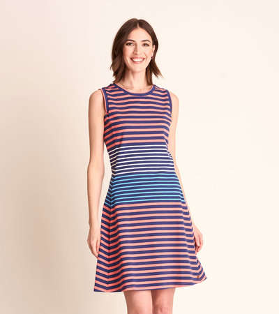 Sarah Dress - Navy and Coral Stripes - Hatley CA