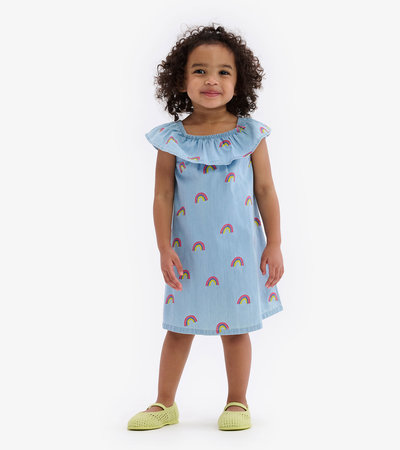 Scattered Rainbows Toddler Ruffle A-Line Dress