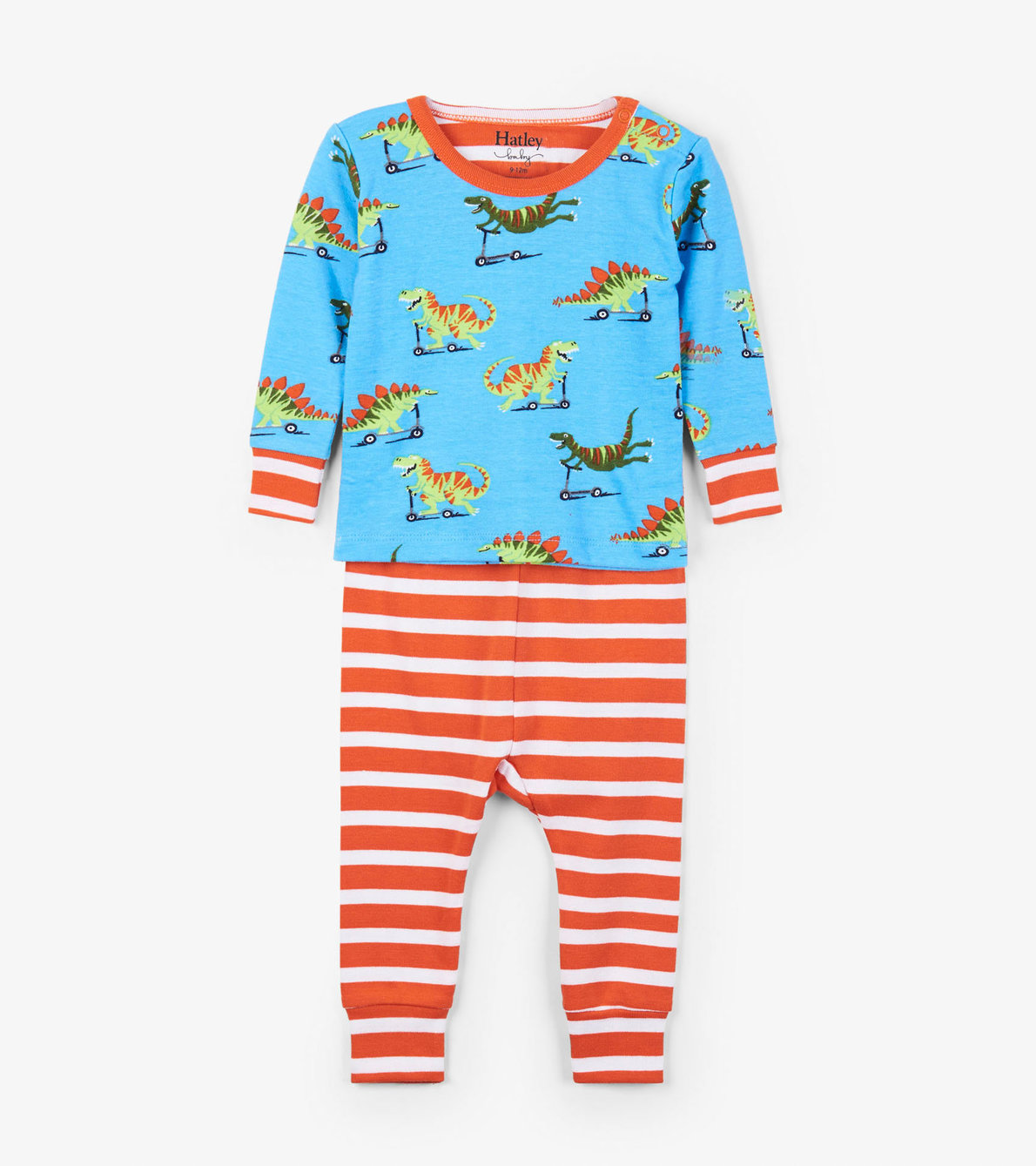 Agrandir l'image de Pyjama en coton bio pour bébé – Dinosaures à trottinette