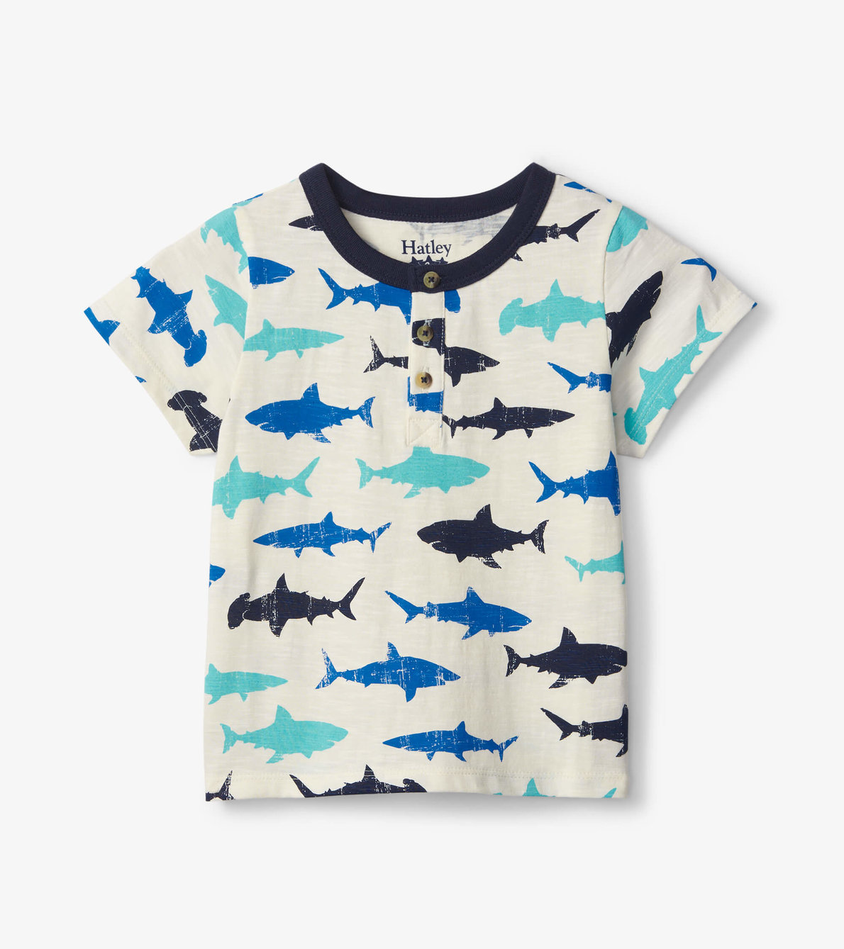 Agrandir l'image de T-shirt Henley pour bébé – Requins des mers