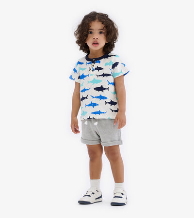 T-shirt Henley pour bébé – Requins des mers