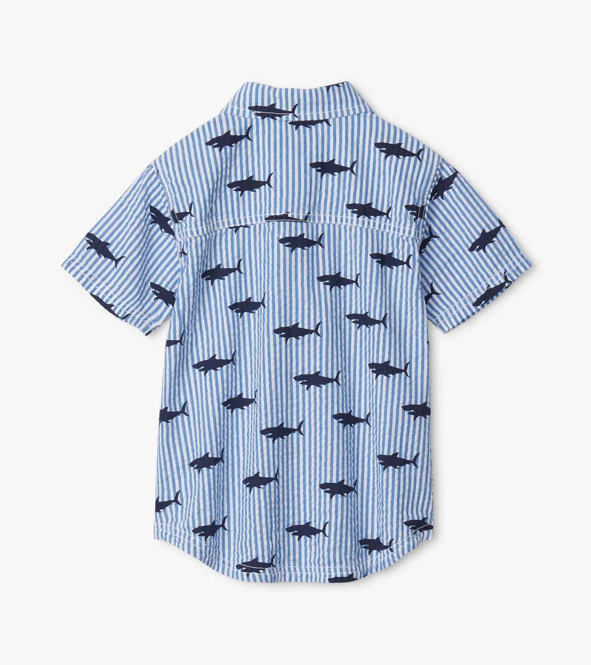 Agrandir l'image de Chemise boutonnée à manches courtes – Requin sur seersucker