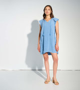 Serena Bonded Gauze Dress - Vintage Blue