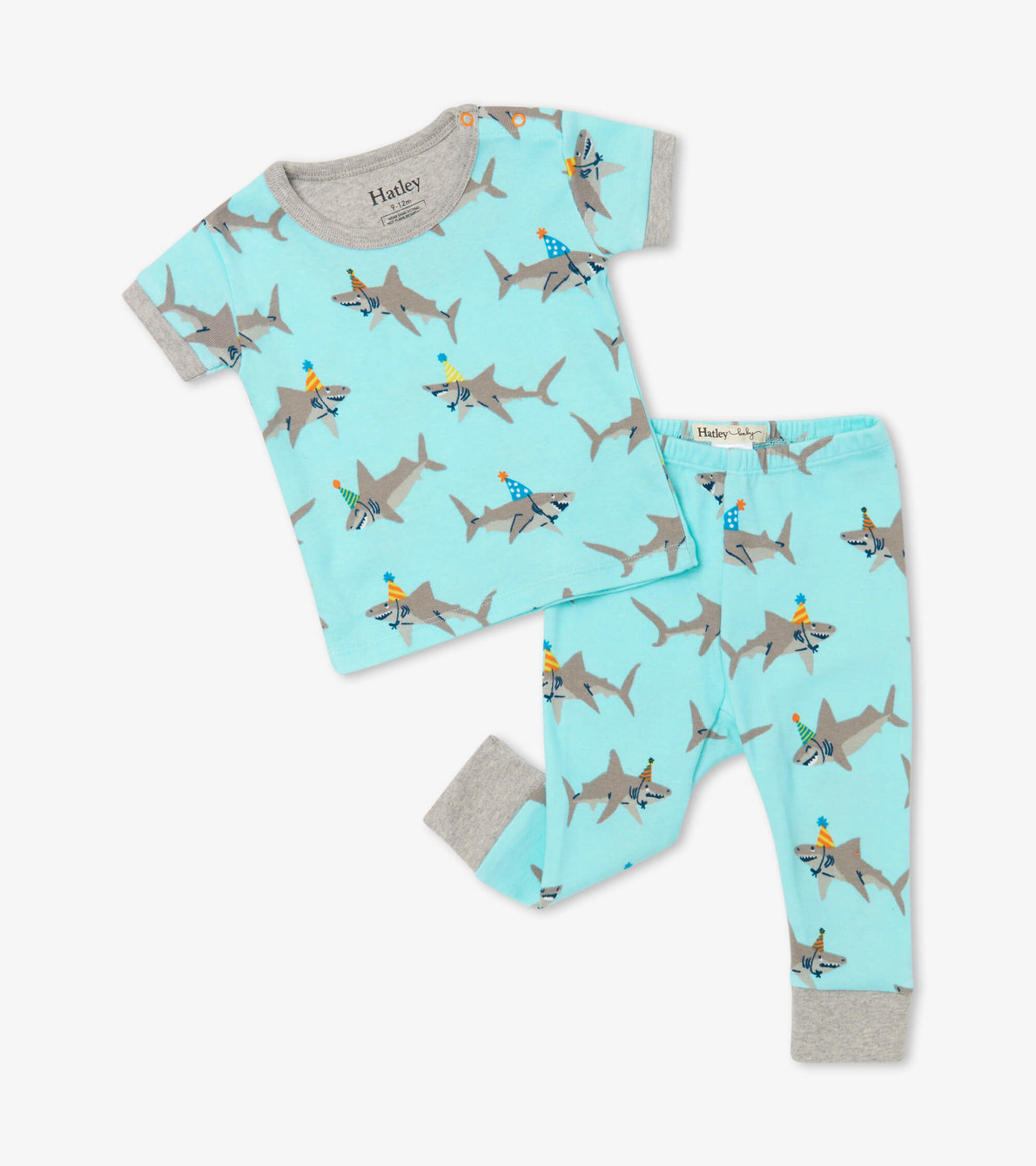 View larger image of Shark Party Organic Cotton Baby Short Sleeve Pajama Set