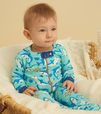 Shark Party Organic Cotton Footed Sleeper