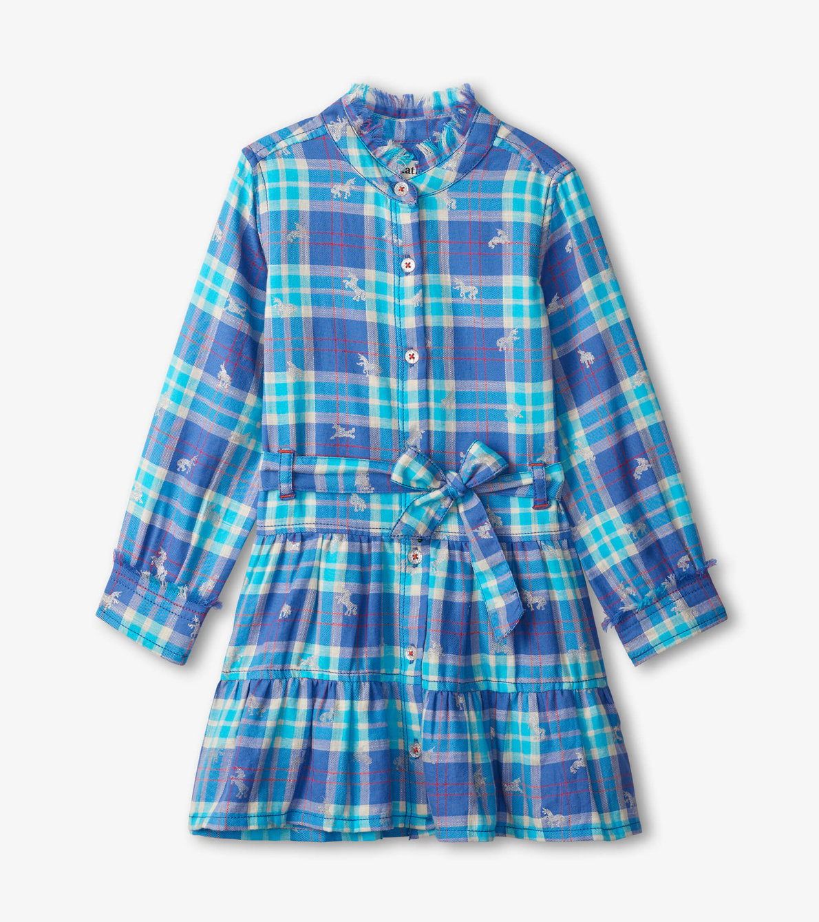View larger image of Shimmer Unicorns Plaid Button Down Shirt Dress