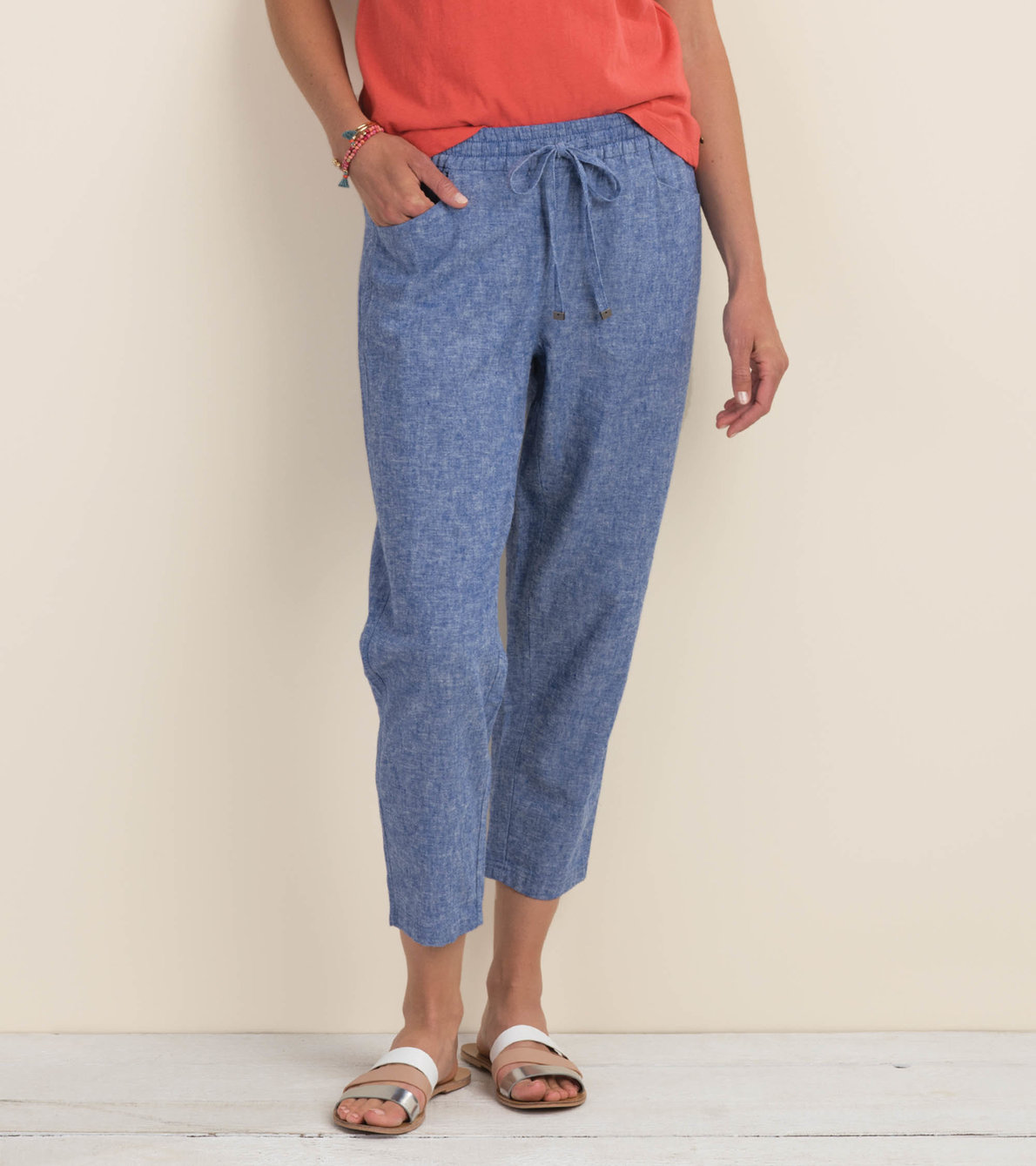 Agrandir l'image de Pantalon en lin et en coton Sierra – Chambray