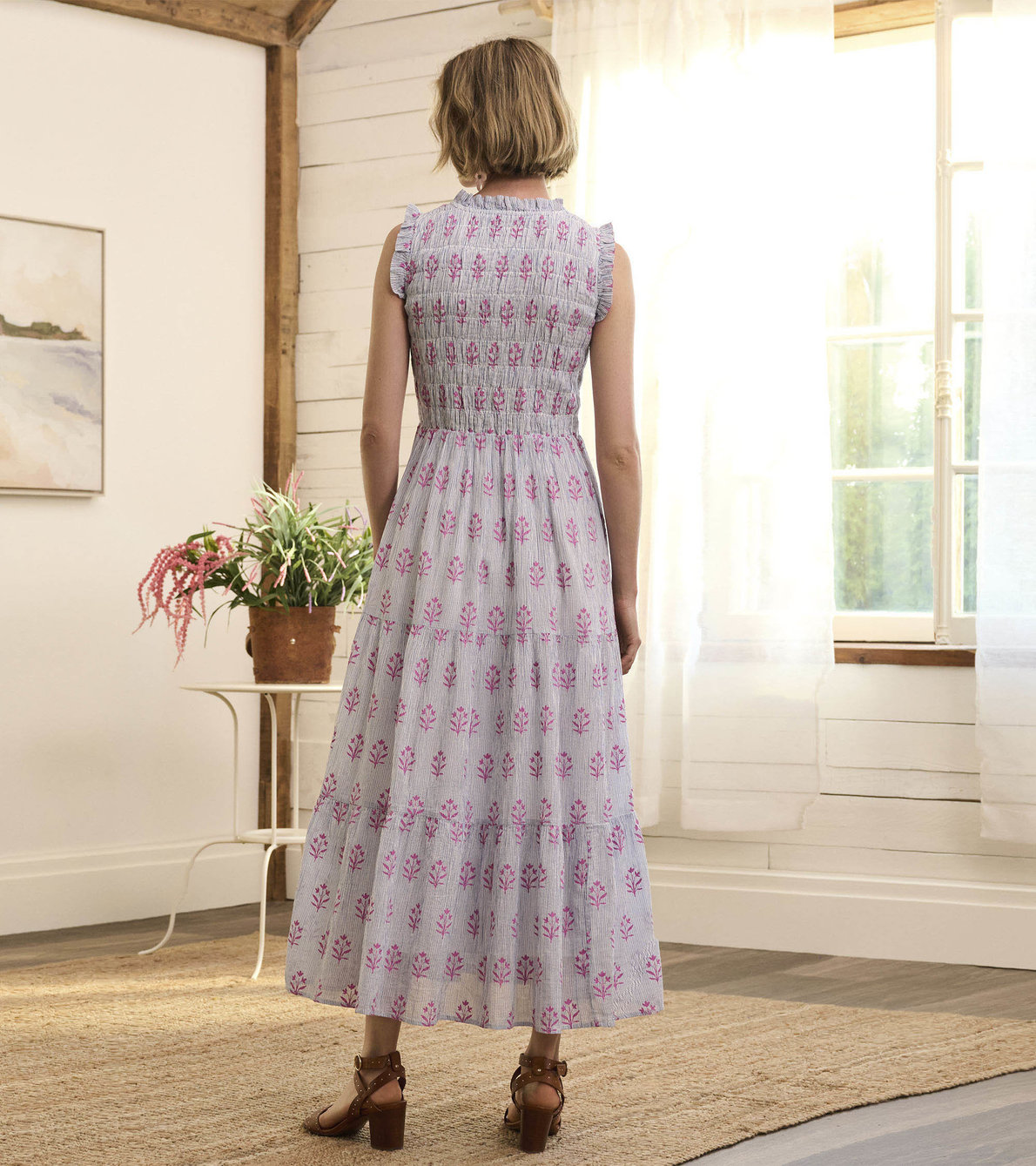 View larger image of Smocked Maxi Dress - Wildflower Seersucker