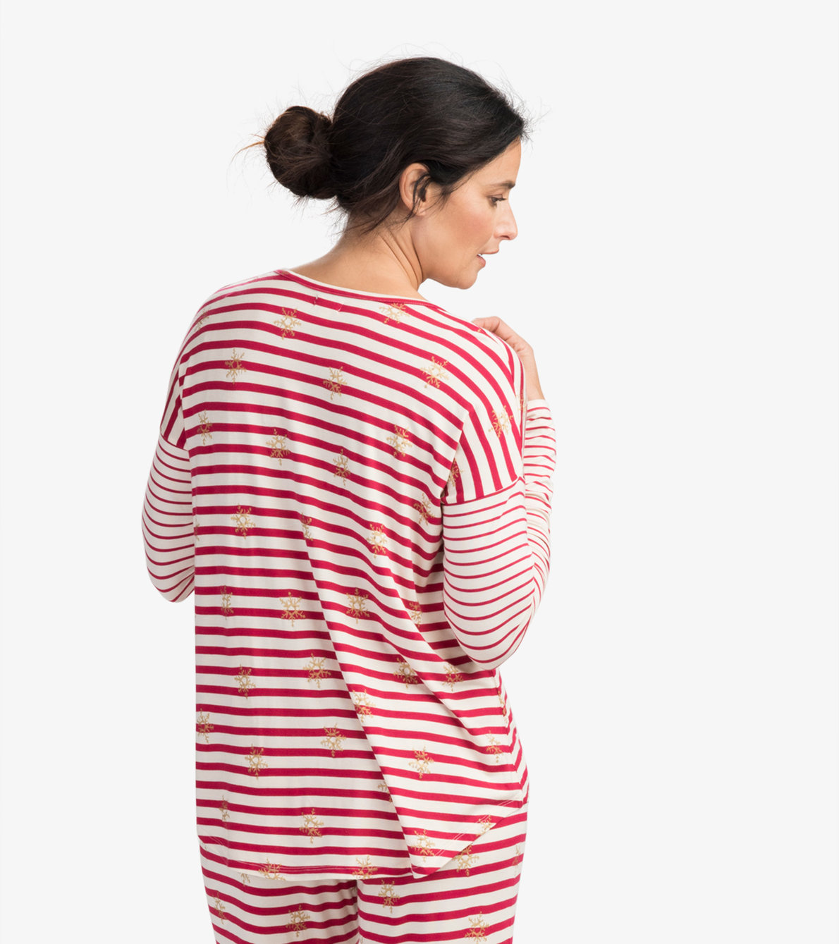 View larger image of Snowflake Stripes Henley Lounge Top