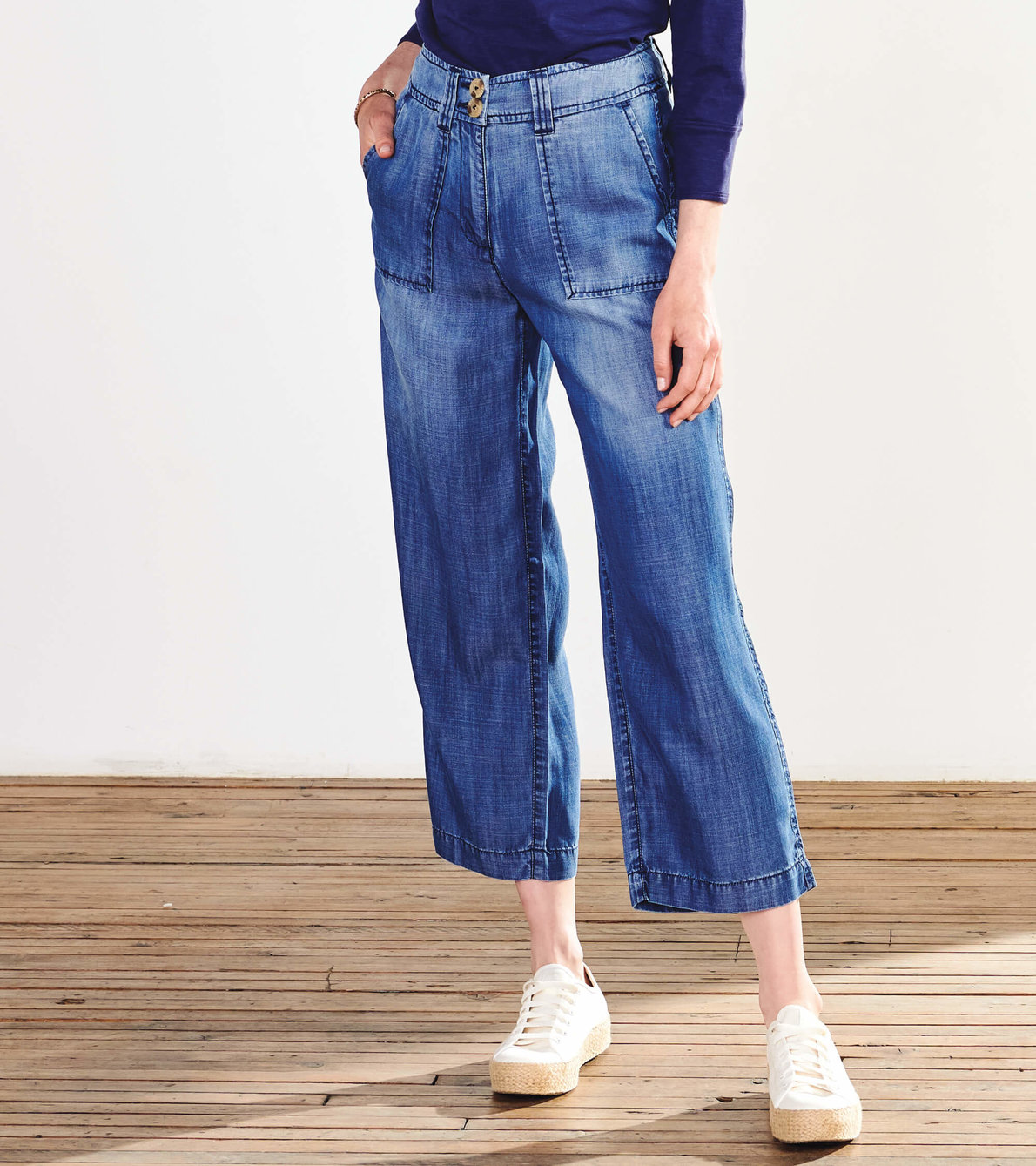 Agrandir l'image de Pantalon à jambe large Sophie – Bleu moyen délavé