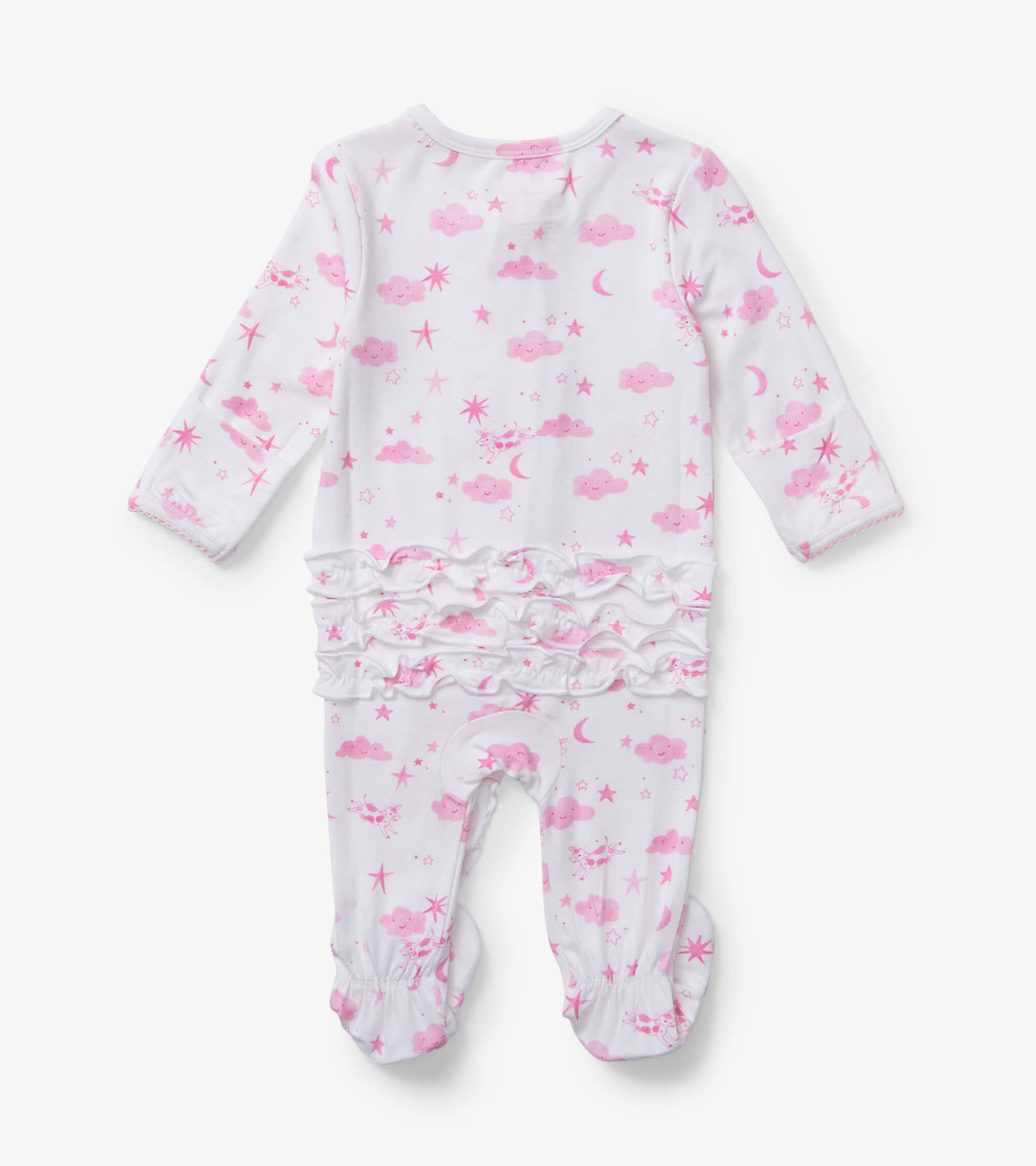 View larger image of Starry Night Pink Baby Ruffle Bum Footed Coverall