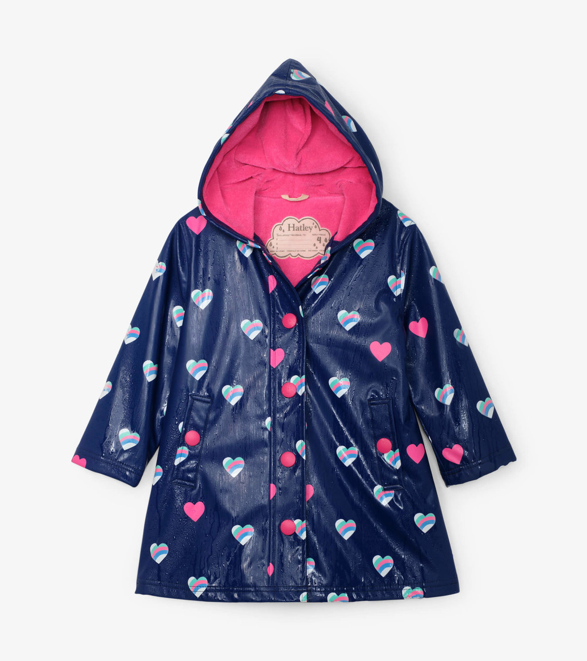 Agrandir l'image de Manteau de pluie à couleur changeante – Cœurs à rayures 