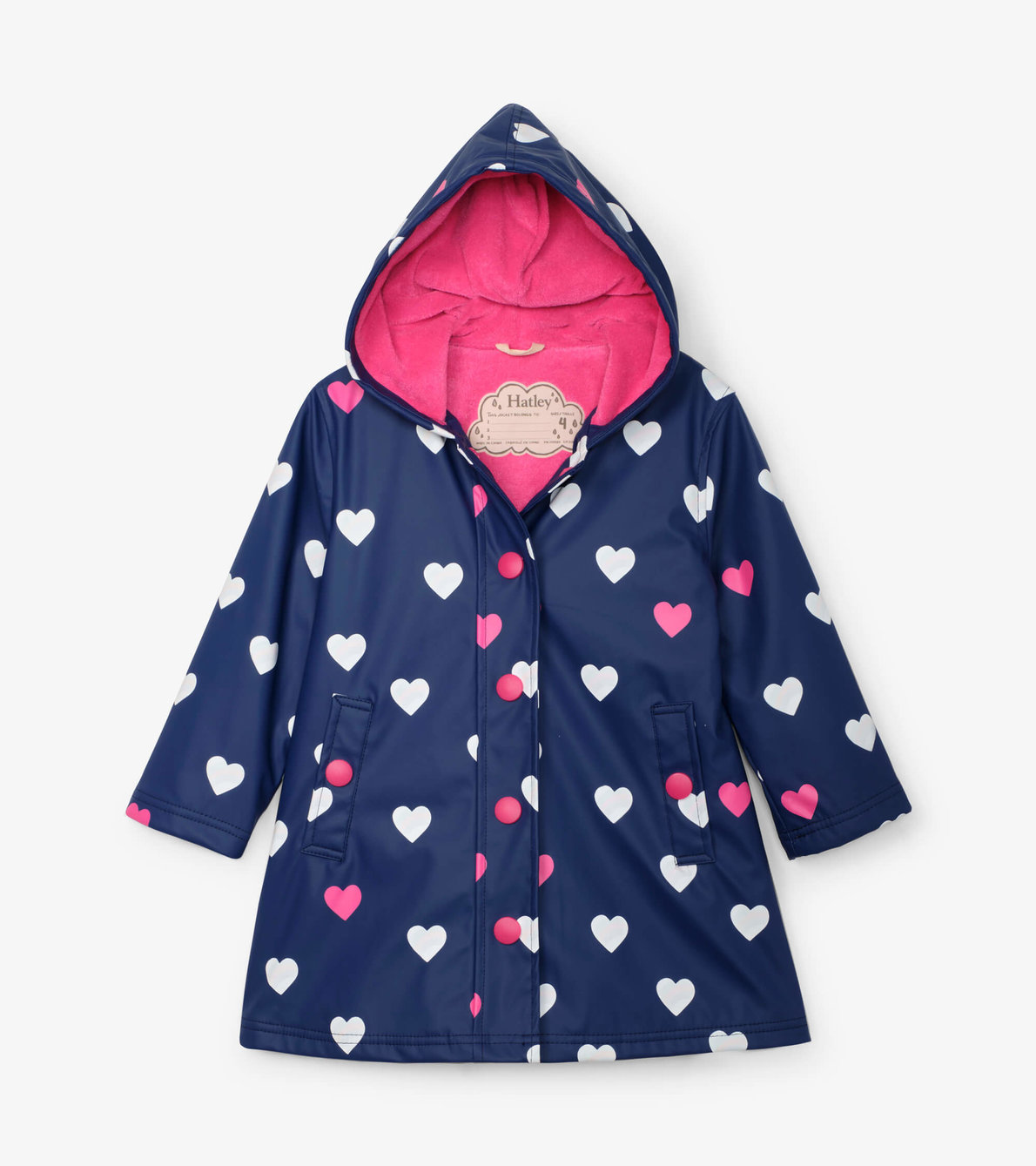 Agrandir l'image de Manteau de pluie à couleur changeante – Cœurs à rayures 