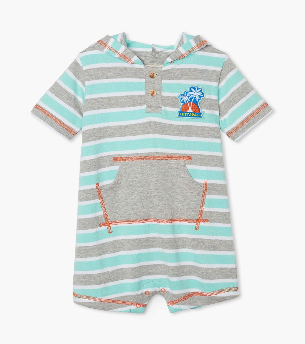 View larger image of Summer Stripes Hooded Baby Terry Romper