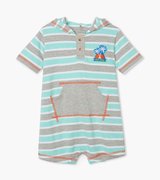 Summer Stripes Hooded Baby Terry Romper