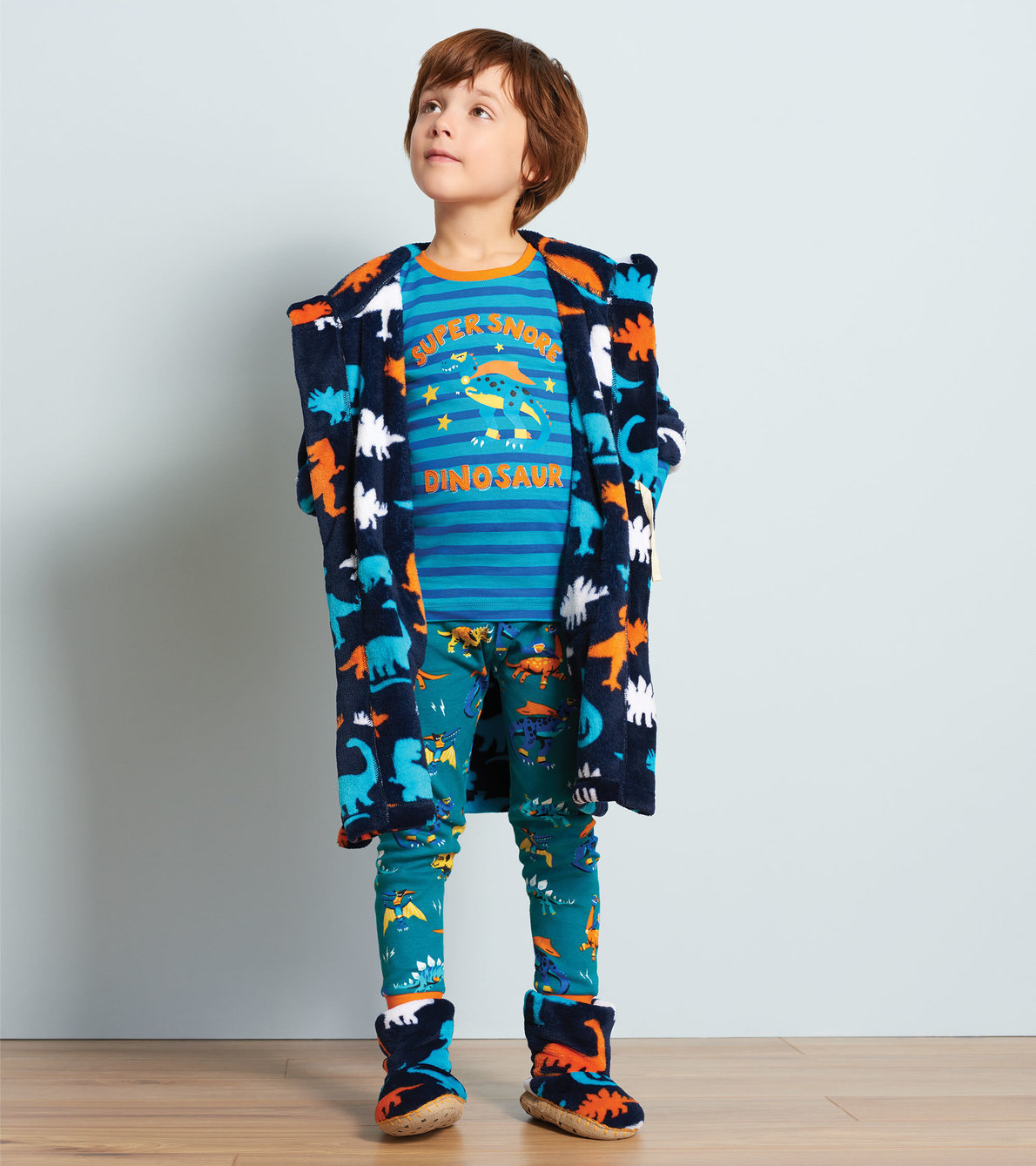 View larger image of Superhero Dinos Organic Cotton Appliqué Pajama Set
