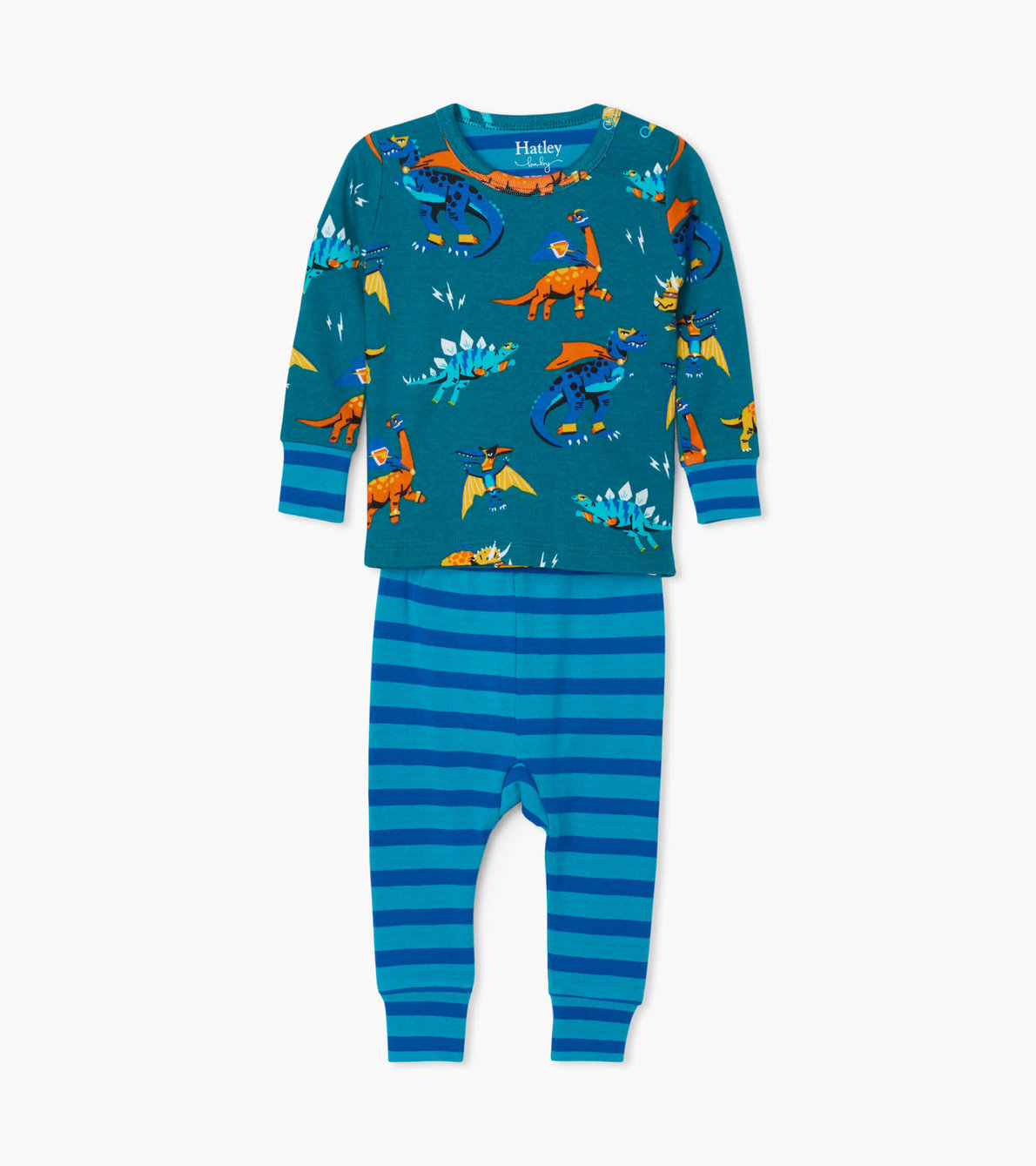 View larger image of Superhero Dinos Organic Cotton Baby Pajama Set