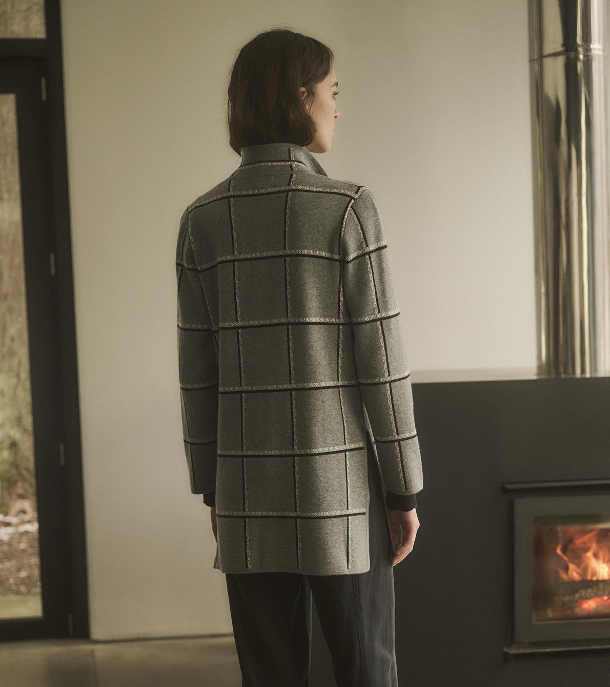View larger image of Sweater Blazer - Windowpane Plaid