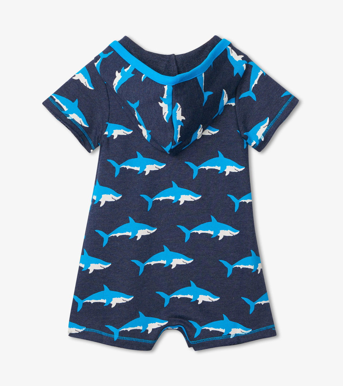 View larger image of Swimming Sharks Baby Hooded Romper