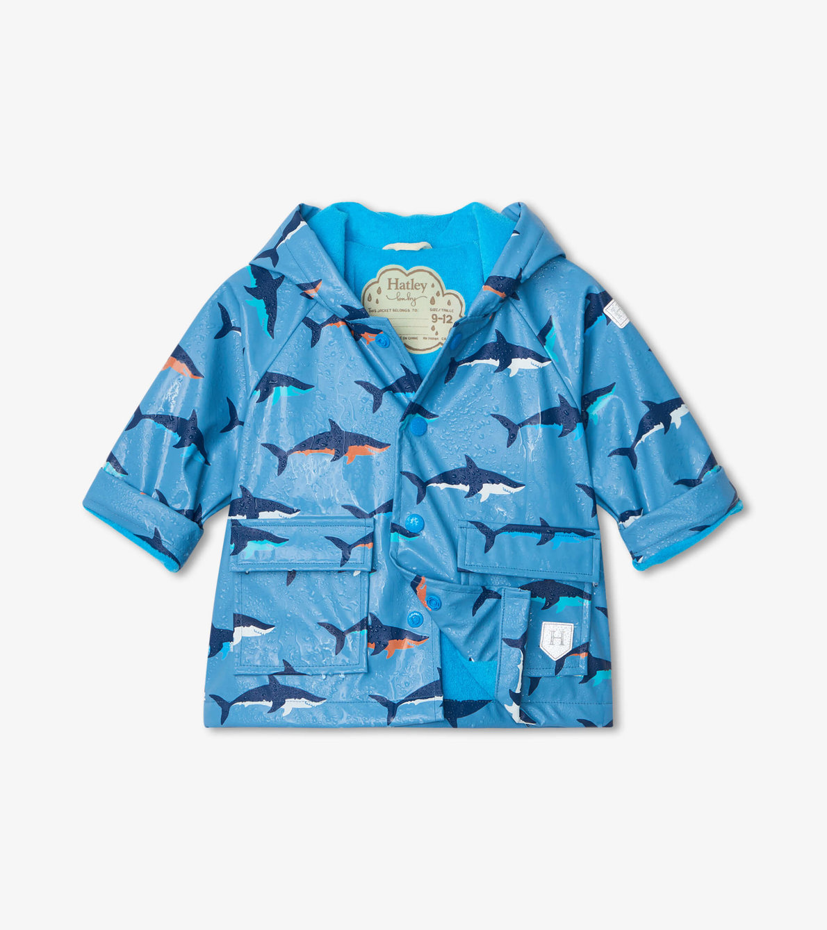View larger image of Swimming Sharks Colour Changing Baby Raincoat