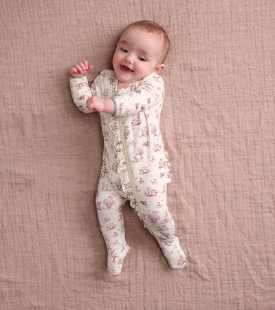 Tender Toile Baby Ruffle Bum Footed Coverall