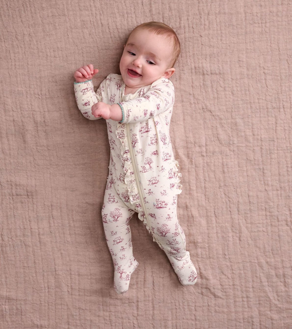 View larger image of Tender Toile Baby Ruffle Bum Footed Coverall