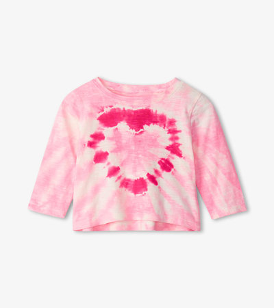 T-shirt à manches longues pour bébé – Cœur rose décoloré