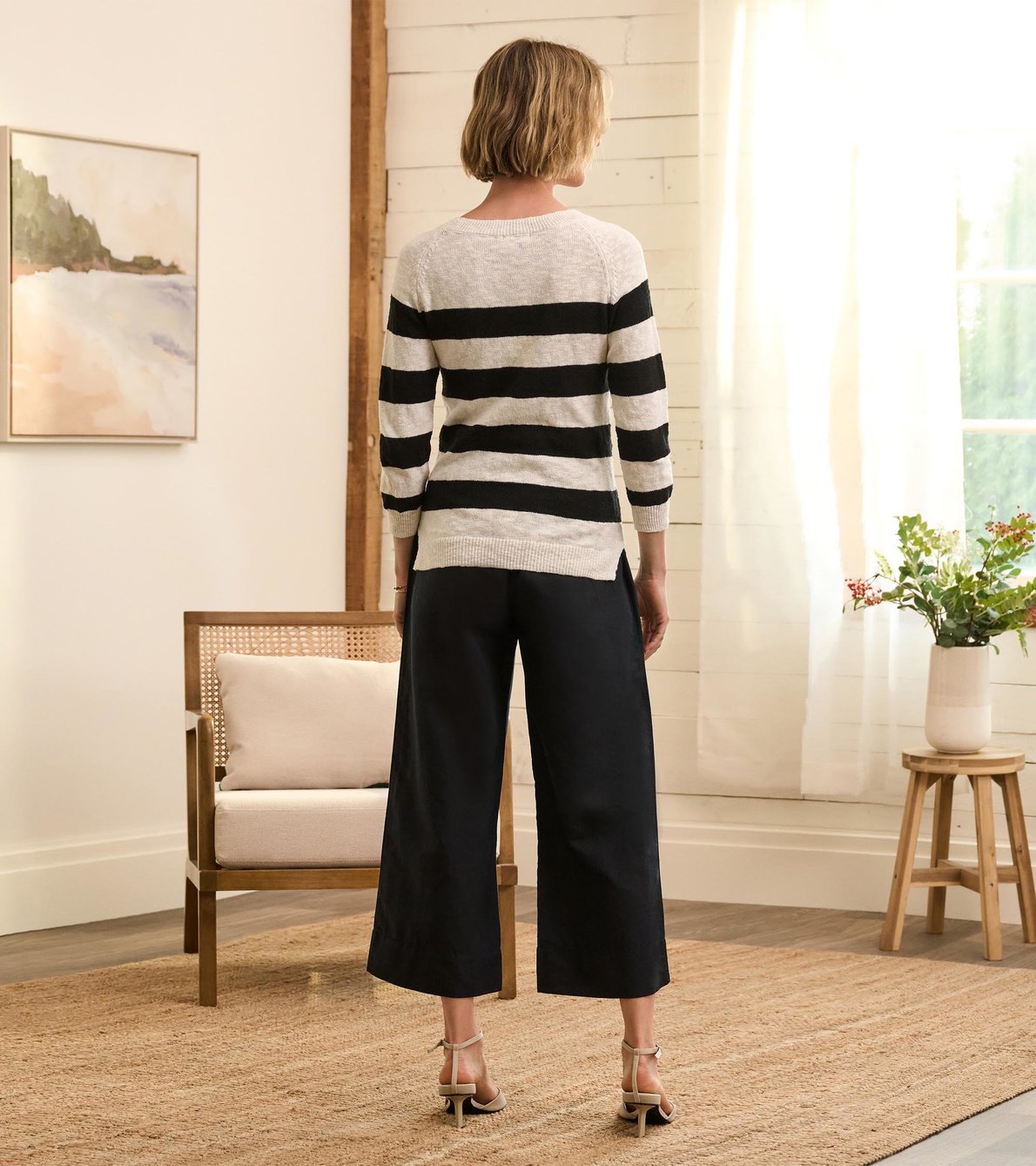 View larger image of Tie Front Trousers - Caviar Linen