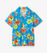 Chemisier boutonné en tricot – Fleurs tropicales