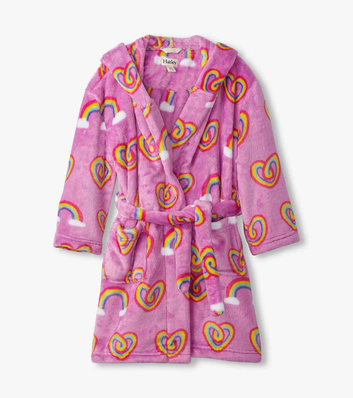 View larger image of Twisty Rainbow Hearts Fleece Robe