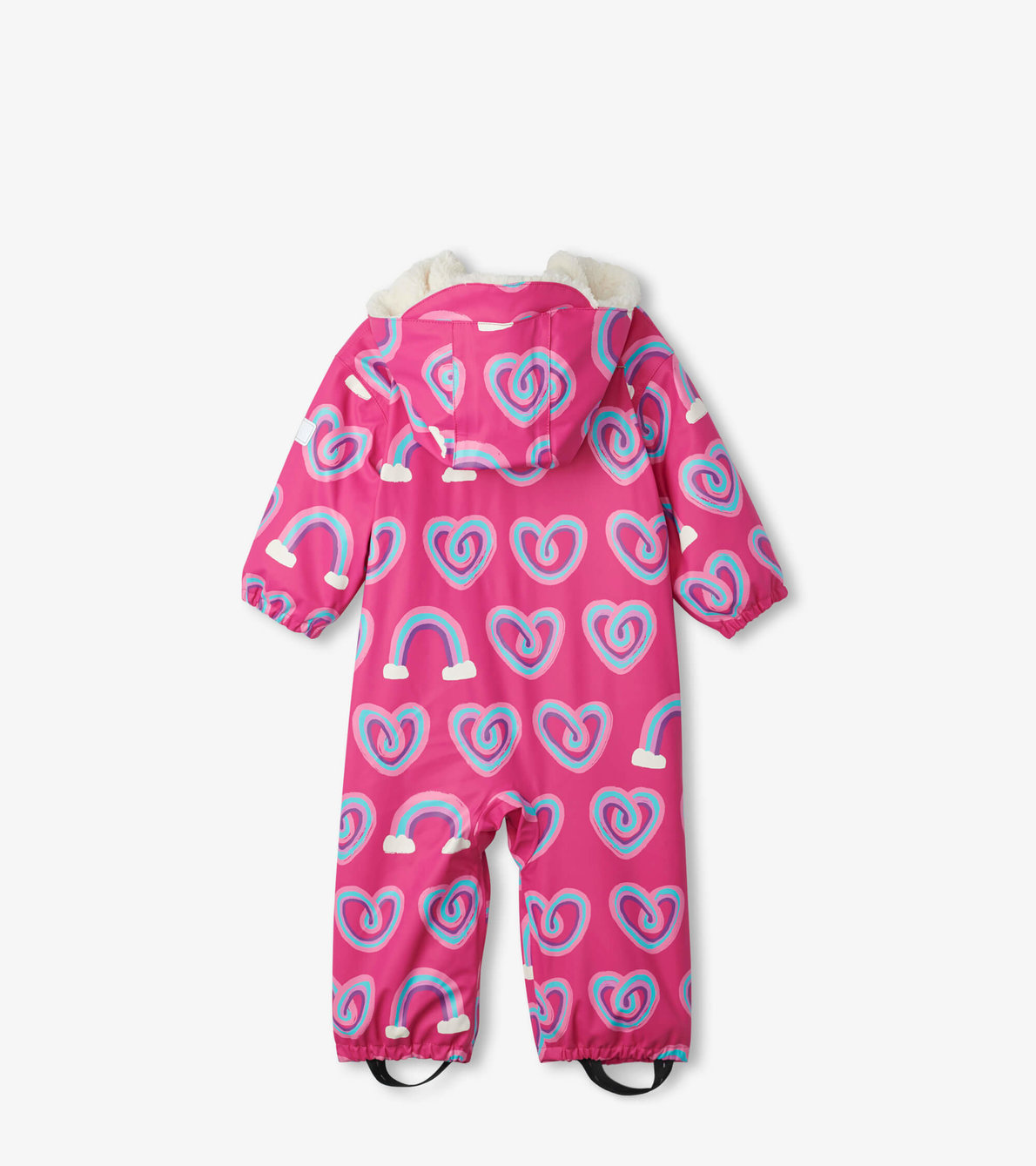 View larger image of Twisty Rainbow Hearts Sherpa Lined Baby Rain Suit