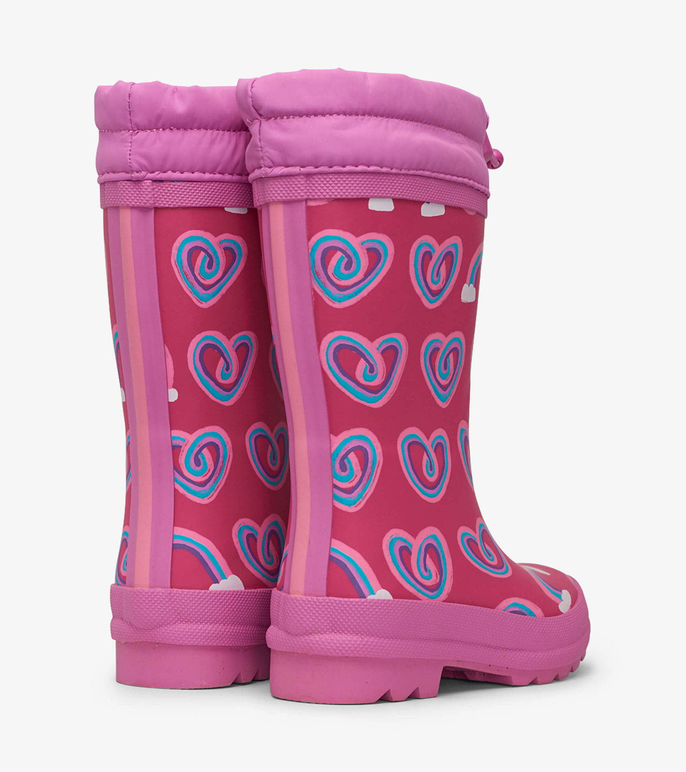Twisty Rainbow Hearts Sherpa Lined Rain Boots - Hatley CA