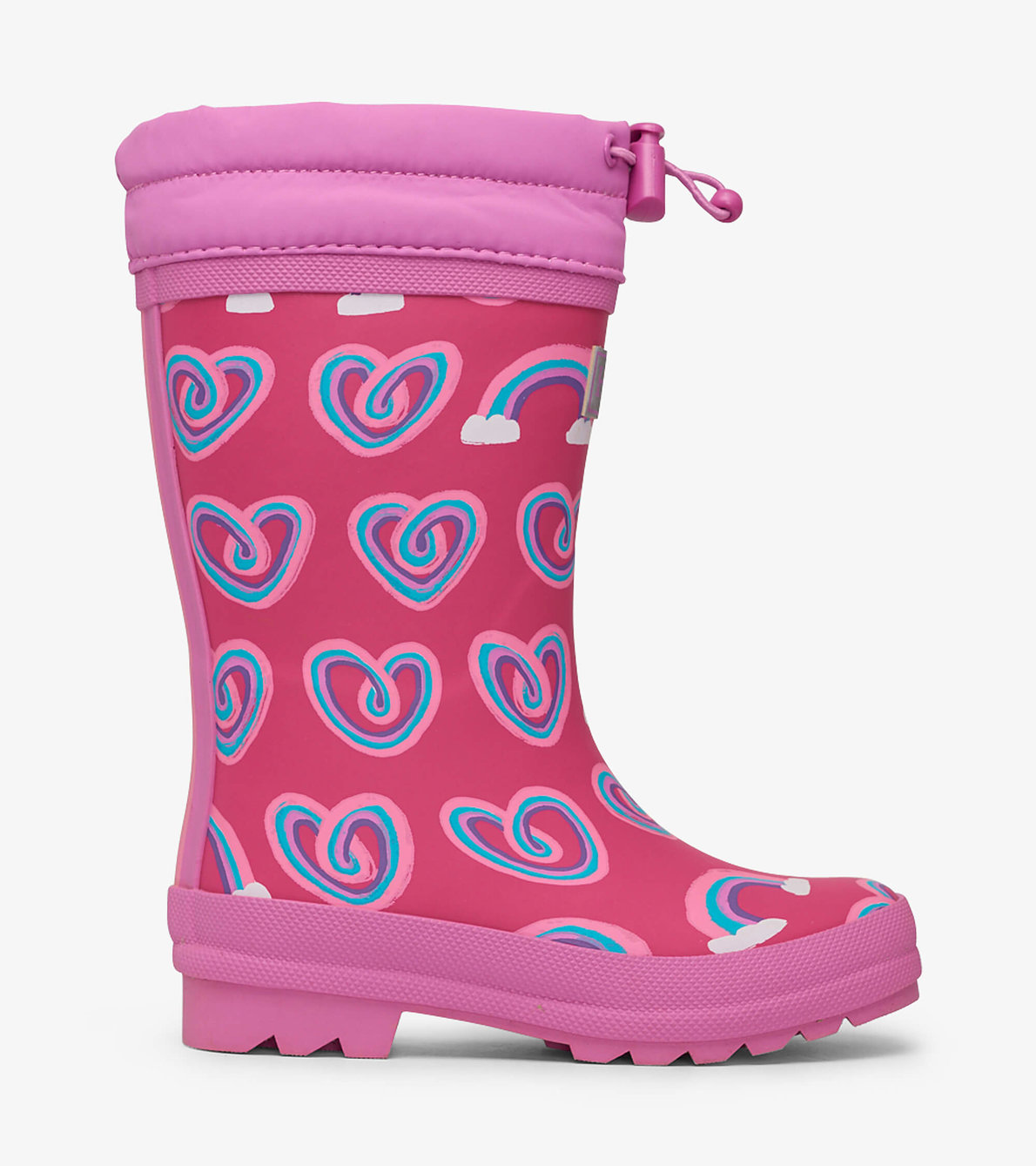 View larger image of Twisty Rainbow Hearts Sherpa Lined Rain Boots