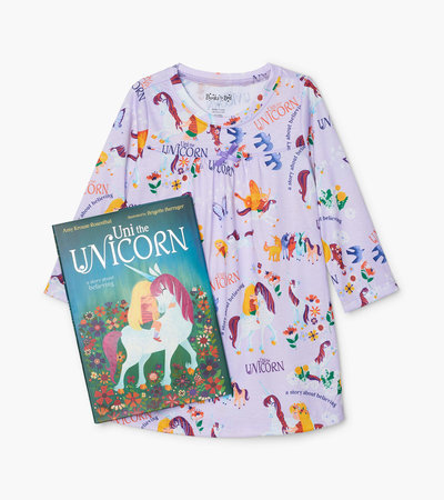 Ensemble de livre et de robe de nuit – « Uni the Unicorn » (en anglais)