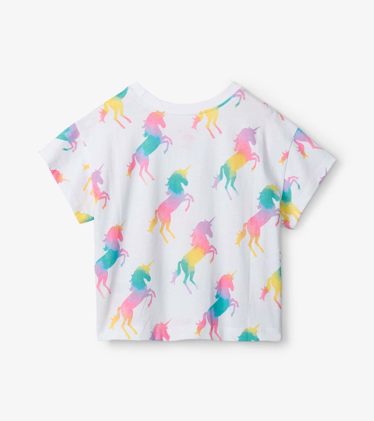 Agrandir l'image de T-shirt ample plissé – Licornes arc-en-ciel