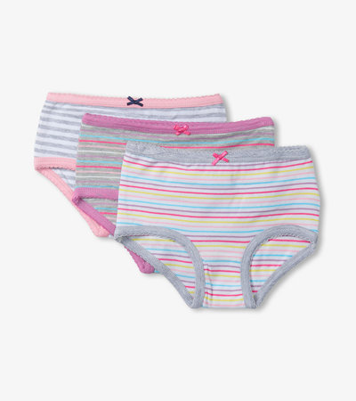 Girls Vibrant Stripes 3 Pack Hipster Underwear