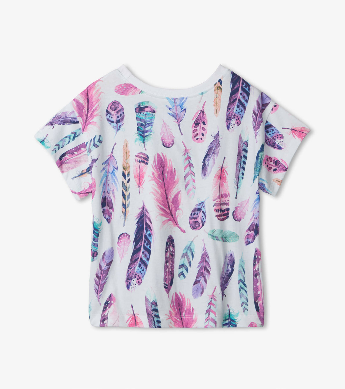 Agrandir l'image de T-shirt ample plissé – Plumes aquarelle